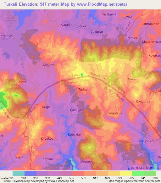 Turkali,Turkey Elevation Map