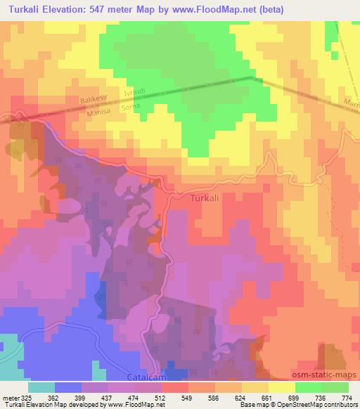 Turkali,Turkey Elevation Map