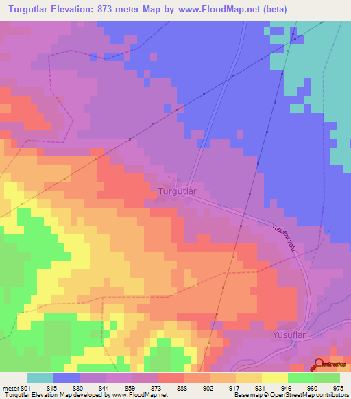 Turgutlar,Turkey Elevation Map