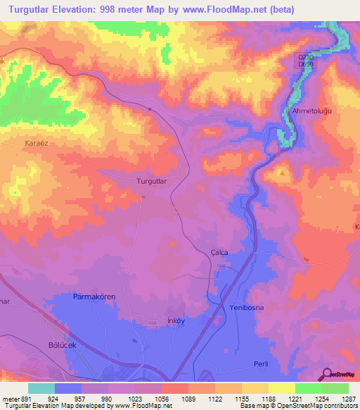 Turgutlar,Turkey Elevation Map