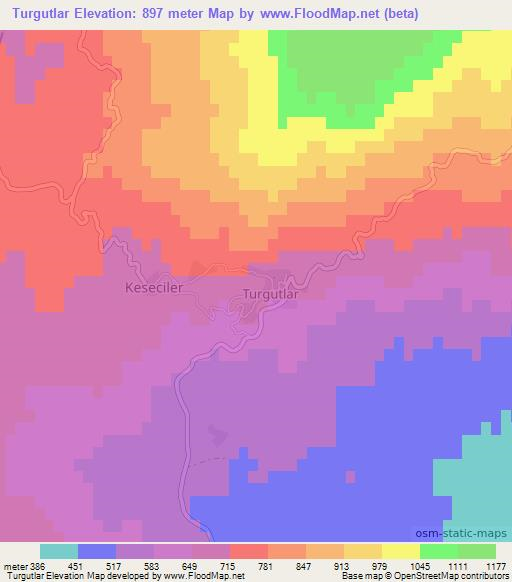 Turgutlar,Turkey Elevation Map