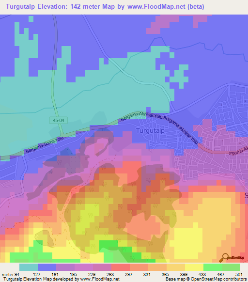 Turgutalp,Turkey Elevation Map