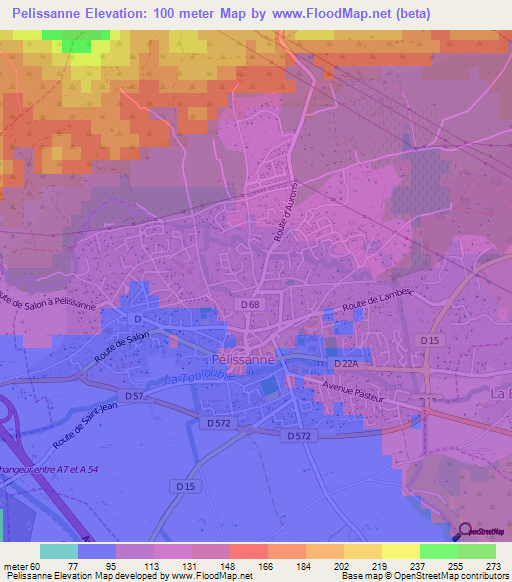 Pelissanne,France Elevation Map