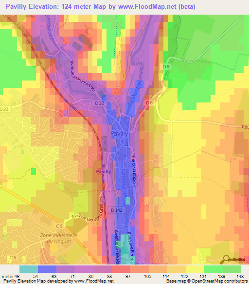 Pavilly,France Elevation Map