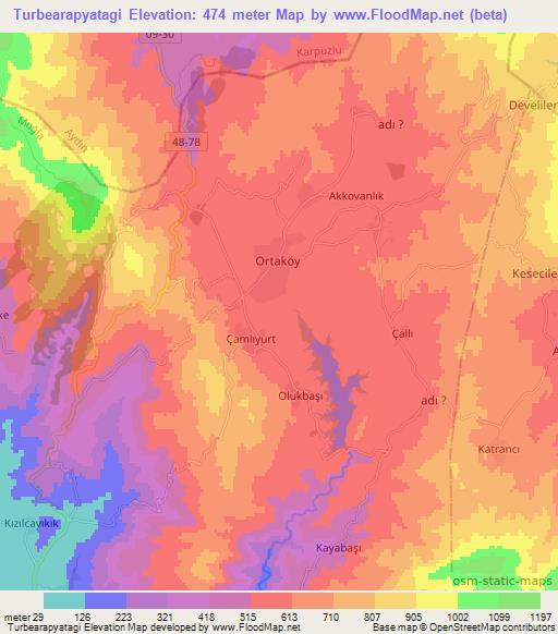 Turbearapyatagi,Turkey Elevation Map