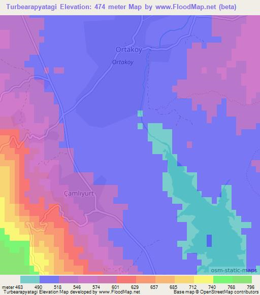 Turbearapyatagi,Turkey Elevation Map