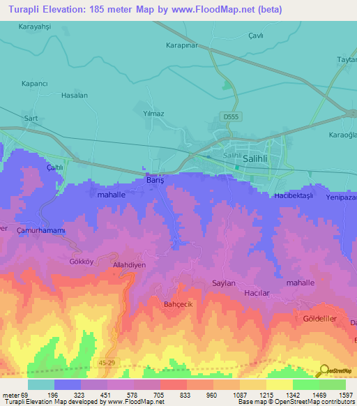 Turapli,Turkey Elevation Map