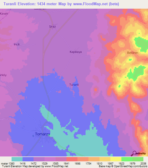 Turanli,Turkey Elevation Map