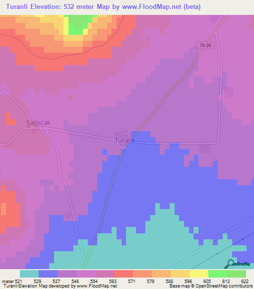 Turanli,Turkey Elevation Map