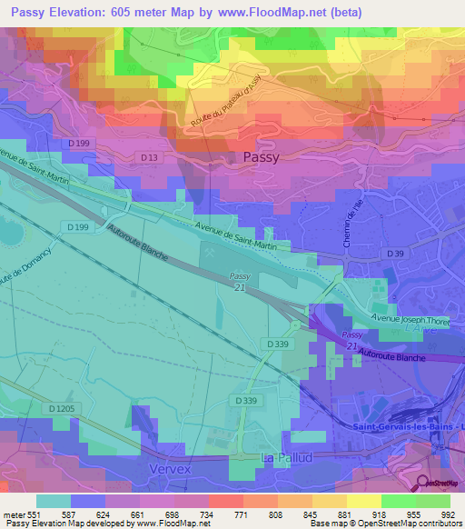 Passy,France Elevation Map