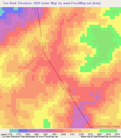 Tun Kerk,Turkey Elevation Map
