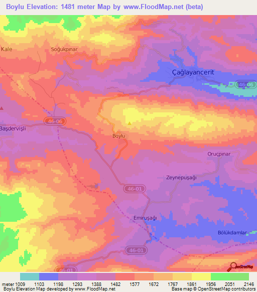 Boylu,Turkey Elevation Map