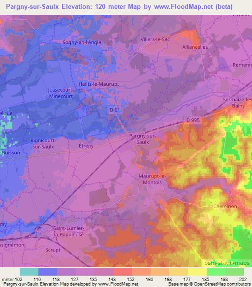 Pargny-sur-Saulx,France Elevation Map