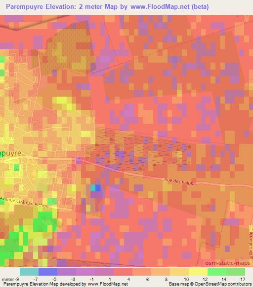 Parempuyre,France Elevation Map