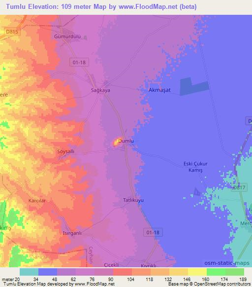 Tumlu,Turkey Elevation Map