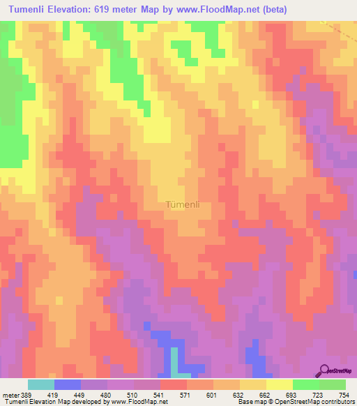 Tumenli,Turkey Elevation Map