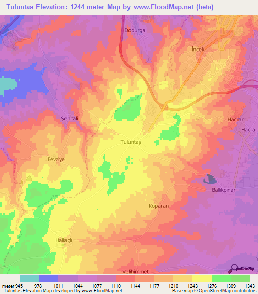 Tuluntas,Turkey Elevation Map