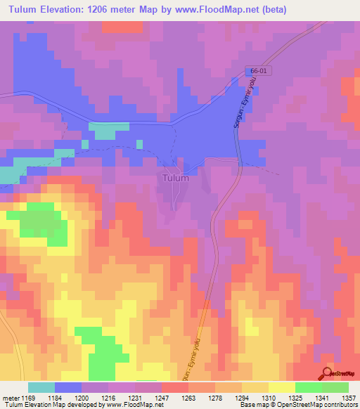 Tulum,Turkey Elevation Map