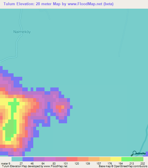 Tulum,Turkey Elevation Map