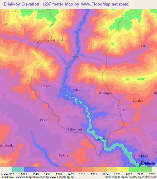 Dilekkoy,Turkey Elevation Map