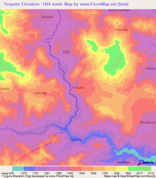 Turgutlu,Turkey Elevation Map