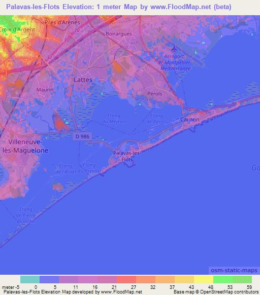 Palavas-les-Flots,France Elevation Map