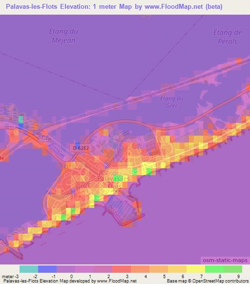 Palavas-les-Flots,France Elevation Map