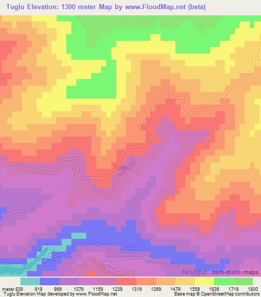 Tuglu,Turkey Elevation Map