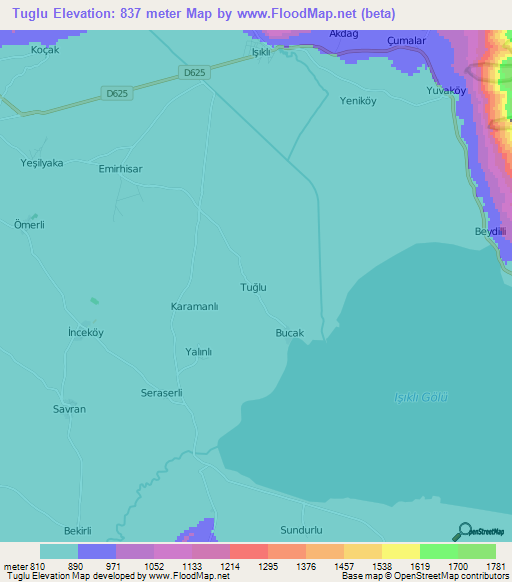 Tuglu,Turkey Elevation Map