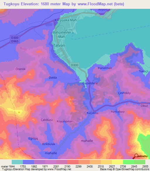 Tugkoyu,Turkey Elevation Map