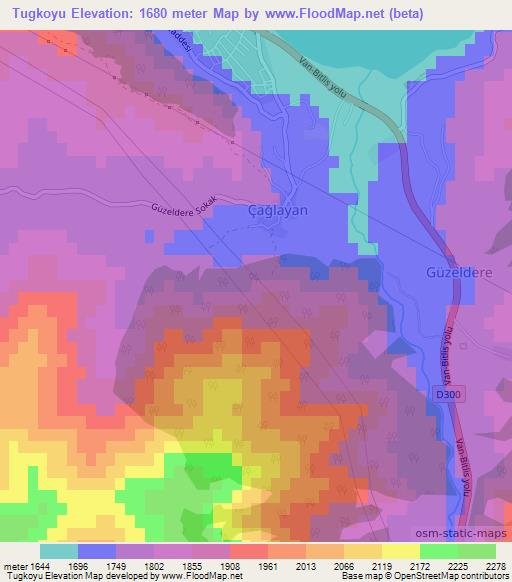 Tugkoyu,Turkey Elevation Map