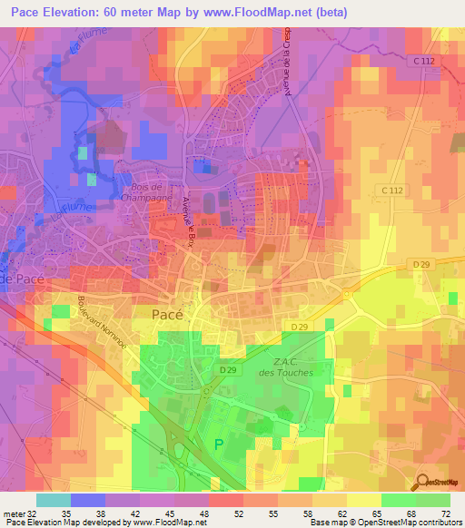 Pace,France Elevation Map