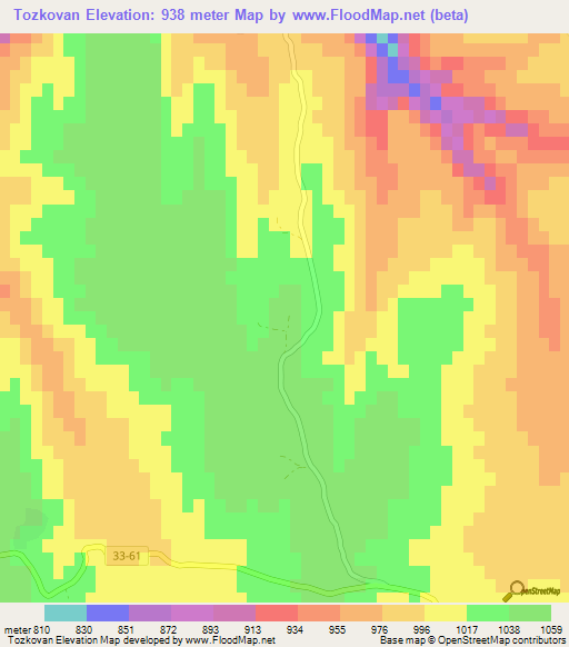 Tozkovan,Turkey Elevation Map