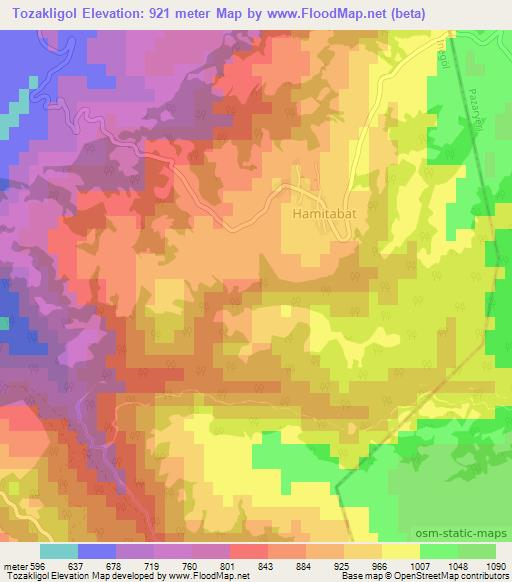 Tozakligol,Turkey Elevation Map