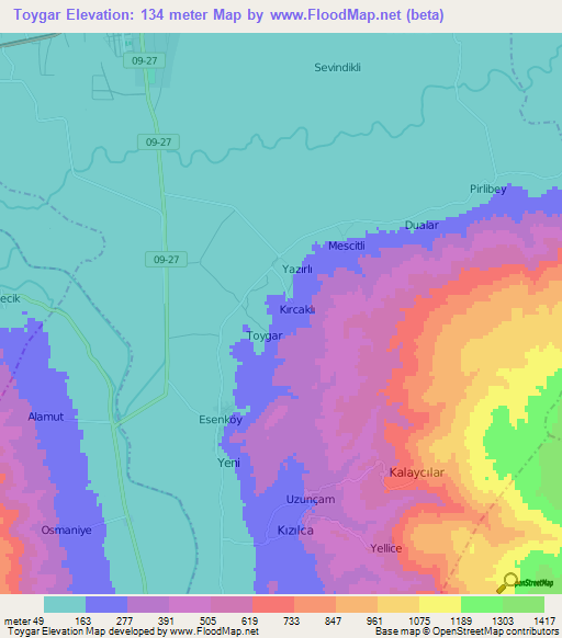 Toygar,Turkey Elevation Map