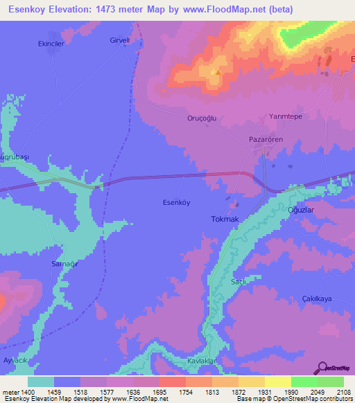 Esenkoy,Turkey Elevation Map