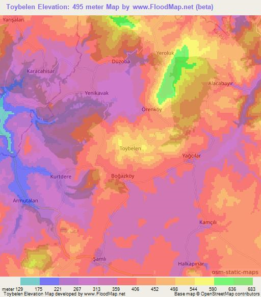 Toybelen,Turkey Elevation Map