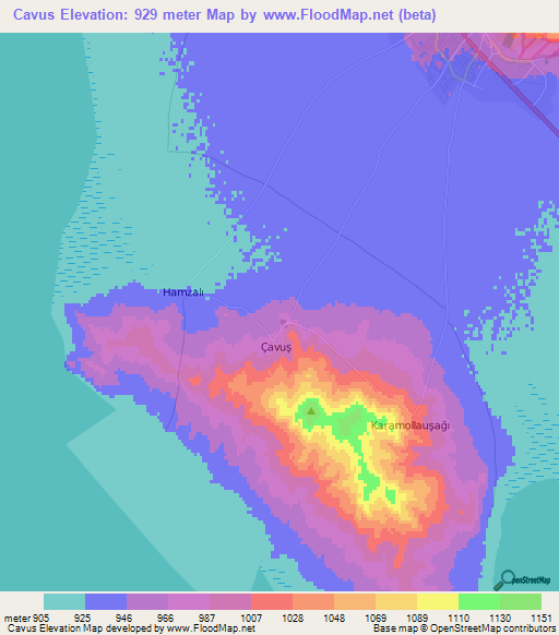 Cavus,Turkey Elevation Map