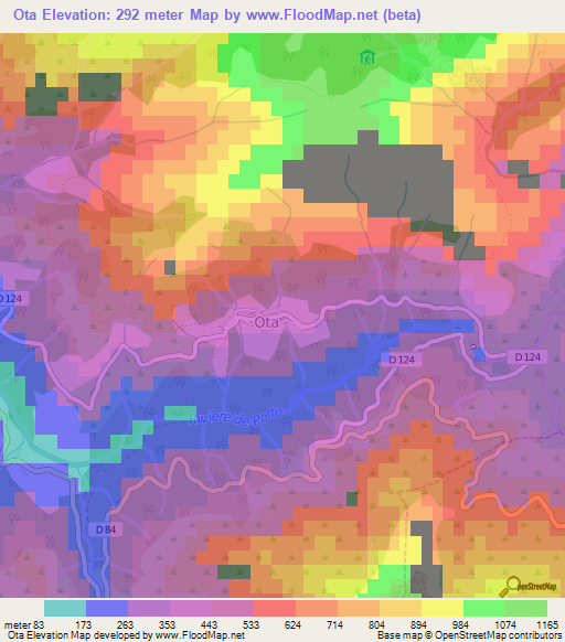 Ota,France Elevation Map