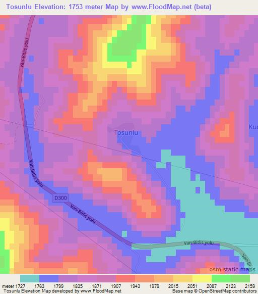 Tosunlu,Turkey Elevation Map