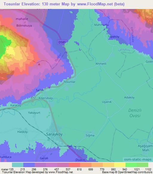 Tosunlar,Turkey Elevation Map