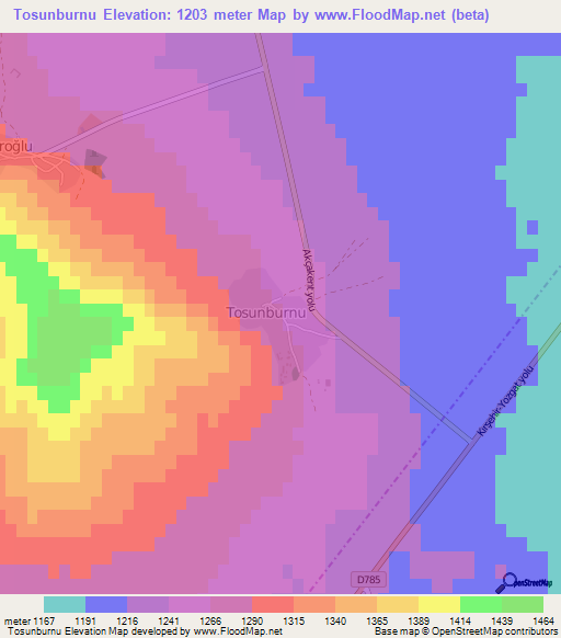 Tosunburnu,Turkey Elevation Map