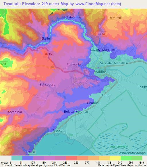 Tosmurlu,Turkey Elevation Map