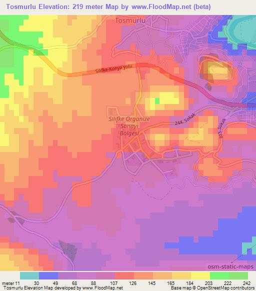 Tosmurlu,Turkey Elevation Map