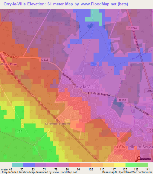 Orry-la-Ville,France Elevation Map