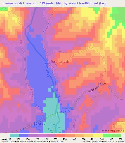 Torunsolakli,Turkey Elevation Map