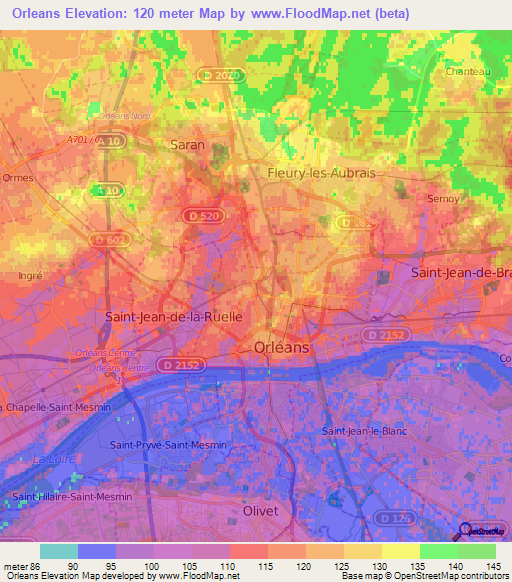 Orleans,France Elevation Map