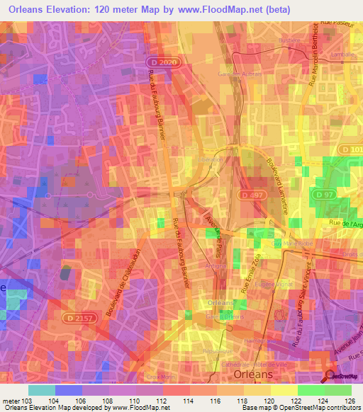 Orleans,France Elevation Map