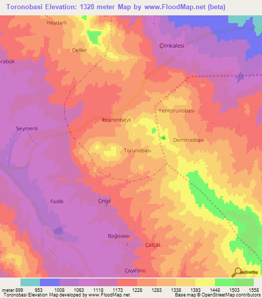 Toronobasi,Turkey Elevation Map