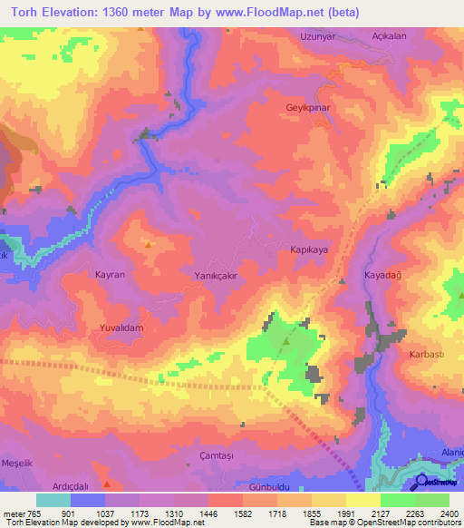 Torh,Turkey Elevation Map